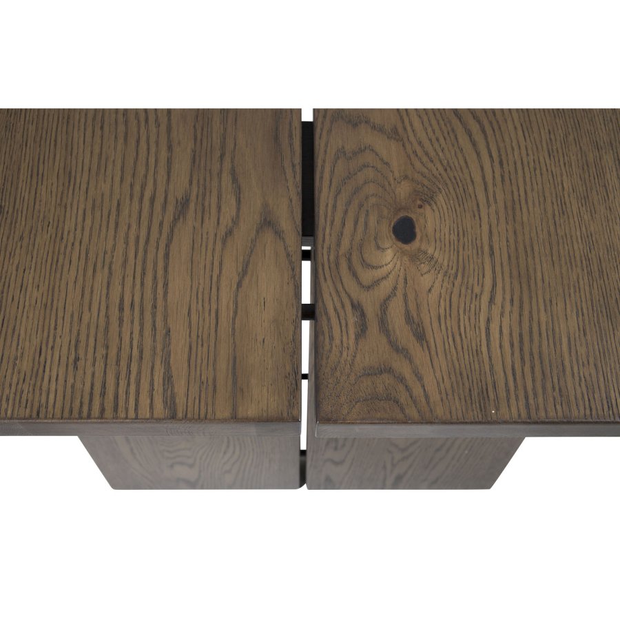VENTURE DESIGN Slider spisebord, m. 2 tillgsplader - smoked egetrsfiner og smoked egetr (170x95)