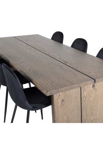 VENTURE DESIGN Slider spisebord, m. 2 tillgsplader - smoked egetrsfiner og smoked egetr (170x95)