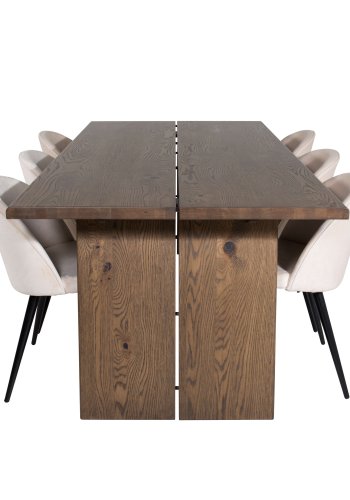 VENTURE DESIGN Logger spisebord, m. udtrk - smoked spnplade og eg (210x100)