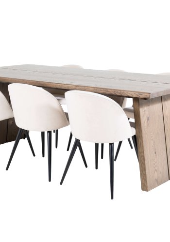 VENTURE DESIGN Logger spisebord, m. udtrk - smoked spnplade og eg (210x100)