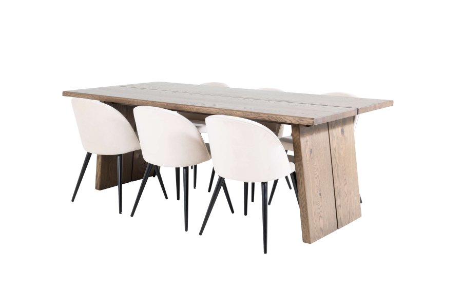 VENTURE DESIGN Logger spisebord, m. udtrk - smoked spnplade og eg (210x100)