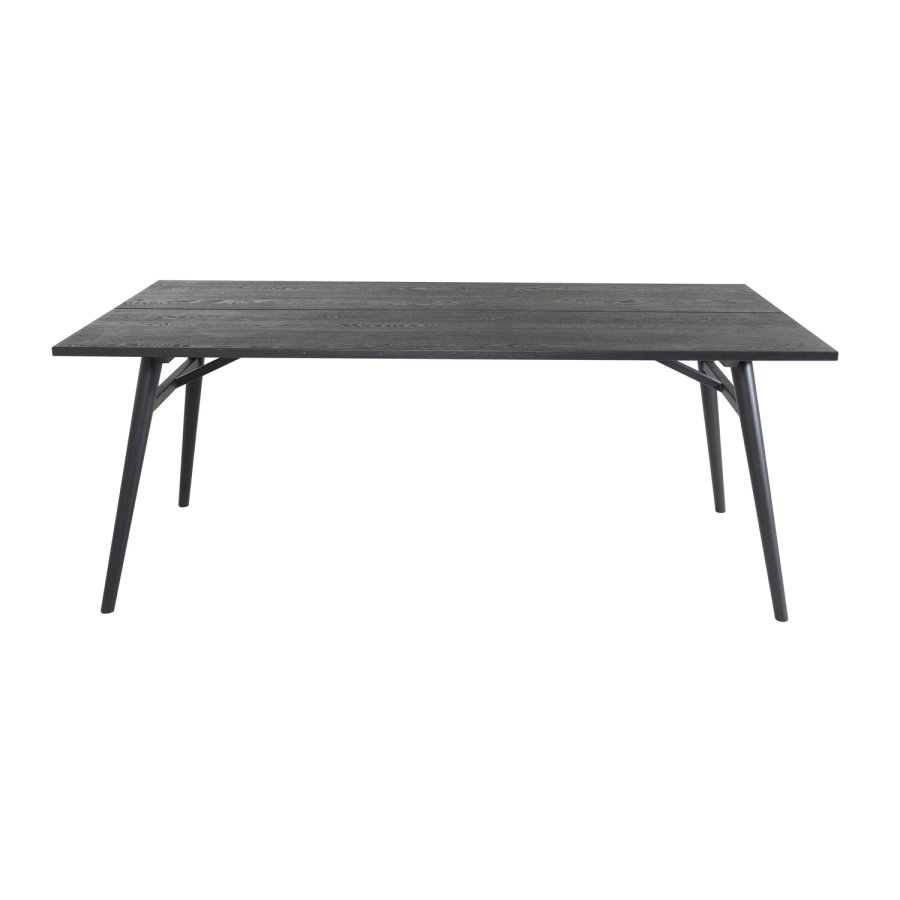VENTURE DESIGN Sleek spisebord, m. udtrk - sort egetrsfiner og sort metal (190x95)