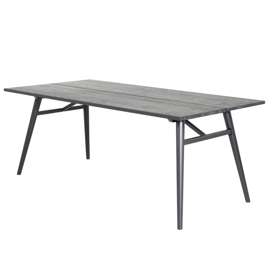 VENTURE DESIGN Sleek spisebord, m. udtrk - sort egetrsfiner og sort metal (190x95)