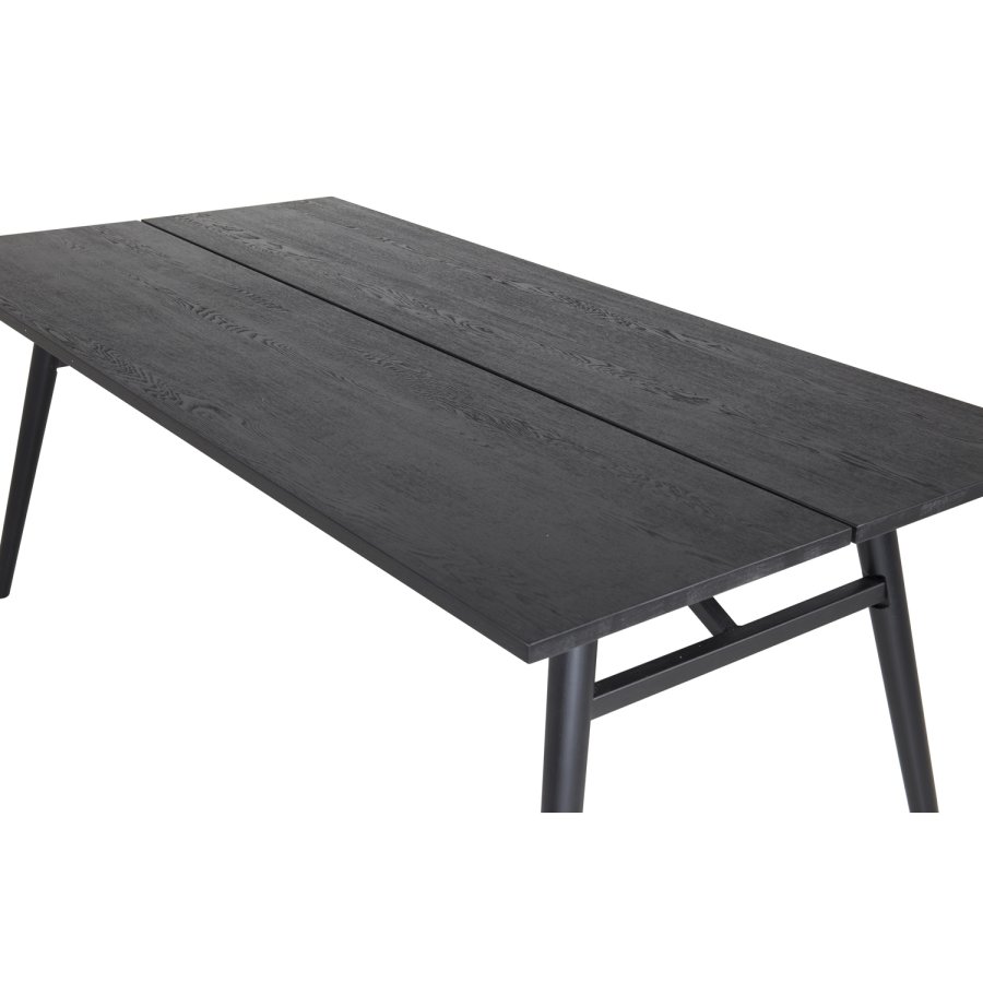 VENTURE DESIGN Sleek spisebord, m. udtrk - sort egetrsfiner og sort metal (190x95)