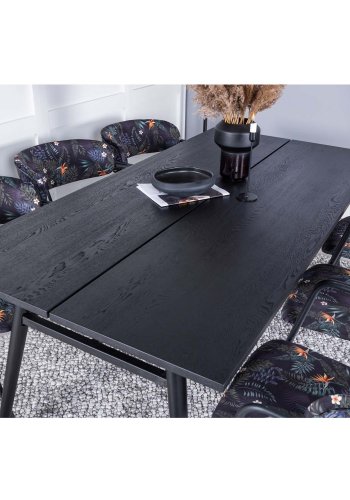 VENTURE DESIGN Sleek spisebord, m. udtrk - sort egetrsfiner og sort metal (190x95)