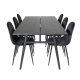 VENTURE DESIGN Sleek spisebord, m. udtrk - sort egetrsfiner og sort metal (190x95)