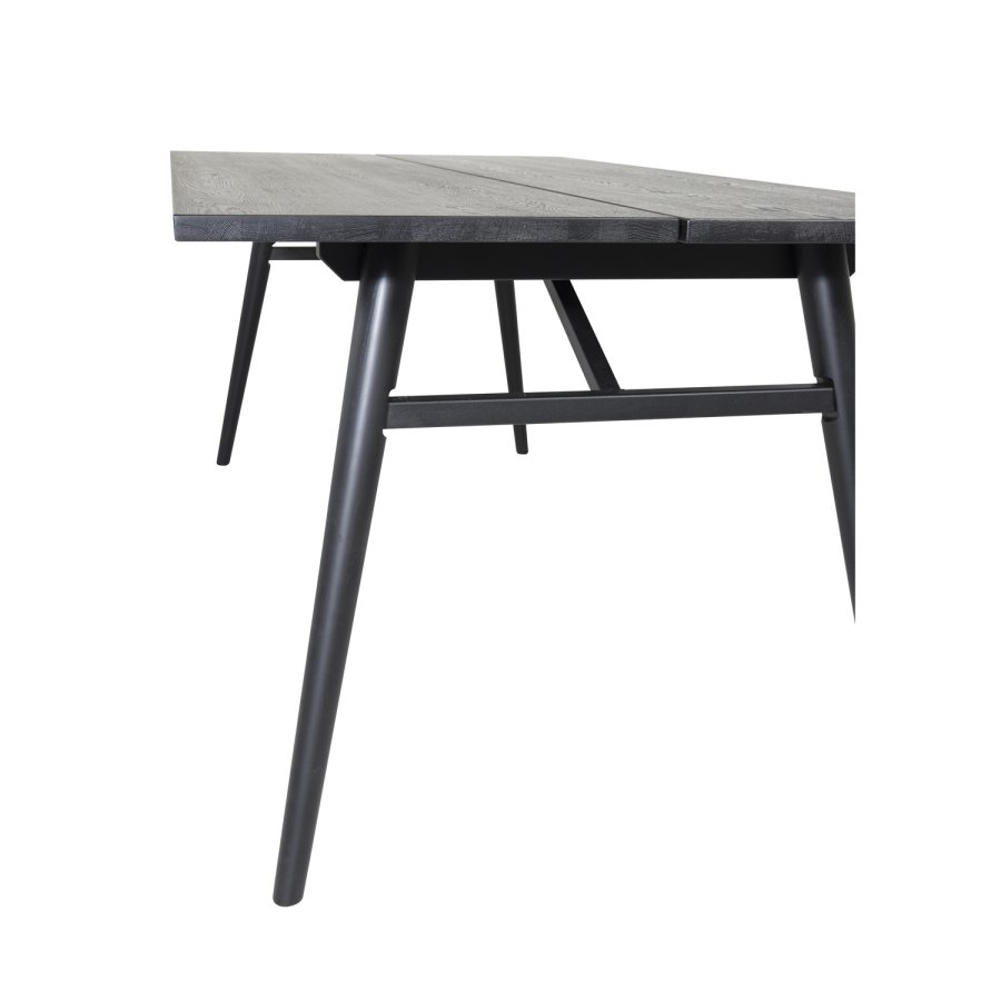 VENTURE DESIGN Sleek spisebord, m. udtrk - sort egetrsfiner og sort metal (190x95)