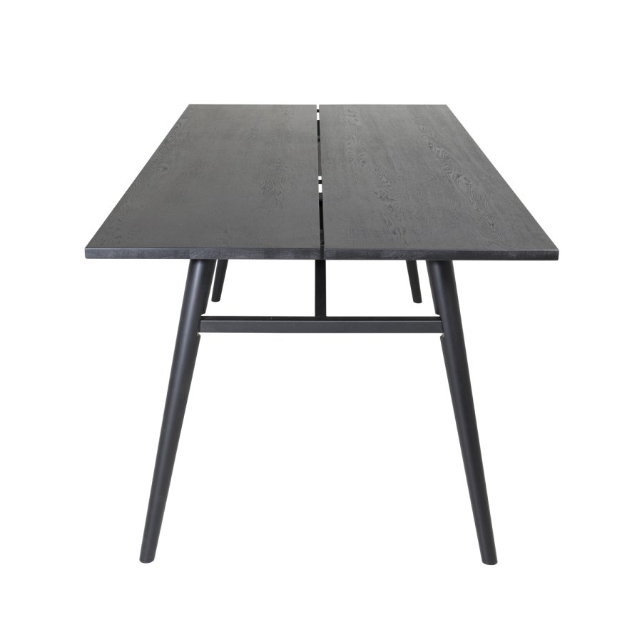 VENTURE DESIGN Sleek spisebord, m. udtrk - sort egetrsfiner og sort metal (190x95)