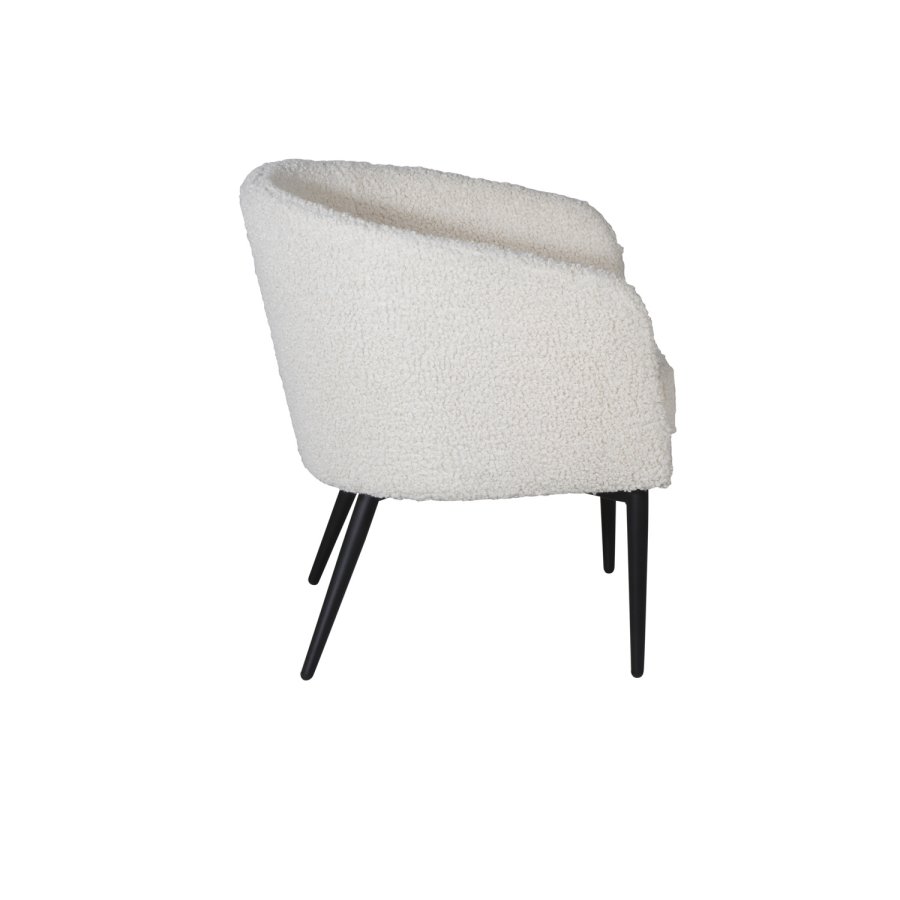 VENTURE DESIGN Fluffy bamsestol - hvid polyester og sort metal