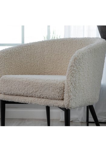 VENTURE DESIGN Fluffy bamsestol - hvid polyester og sort metal