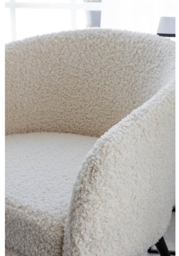 VENTURE DESIGN Fluffy bamsestol - hvid polyester og sort metal