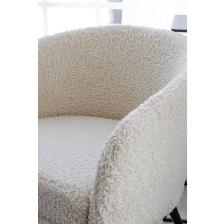 VENTURE DESIGN Fluffy bamsestol - hvid polyester og sort metal