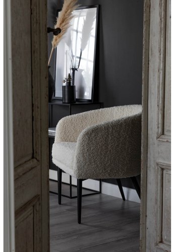 VENTURE DESIGN Fluffy bamsestol - hvid polyester og sort metal