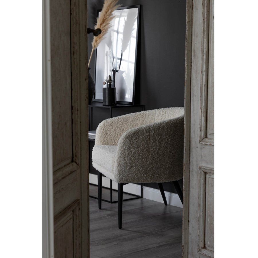 VENTURE DESIGN Fluffy bamsestol - hvid polyester og sort metal