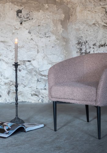 VENTURE DESIGN Fluffy lnestol - brun bamsestof polyester og sort stl