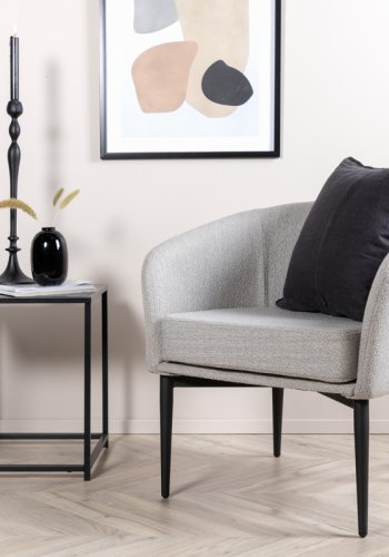 VENTURE DESIGN Fluffy lnestol - gr polyester og sort stl