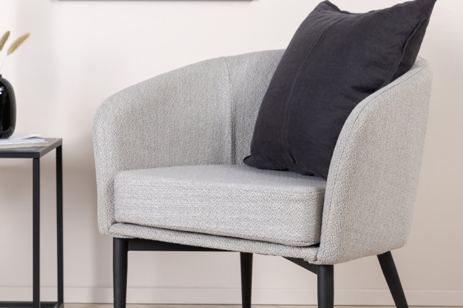 VENTURE DESIGN Fluffy lnestol - gr polyester og sort stl