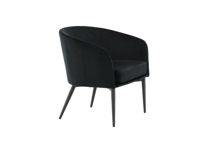 VENTURE DESIGN Fluffy lnestol - sort fljl og sort stl