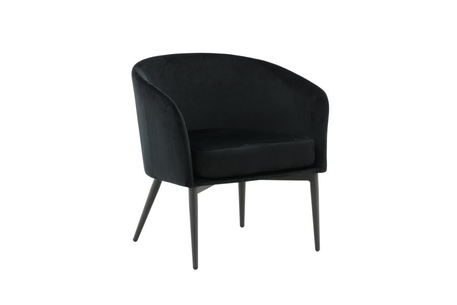 VENTURE DESIGN Fluffy lnestol - sort fljl og sort stl