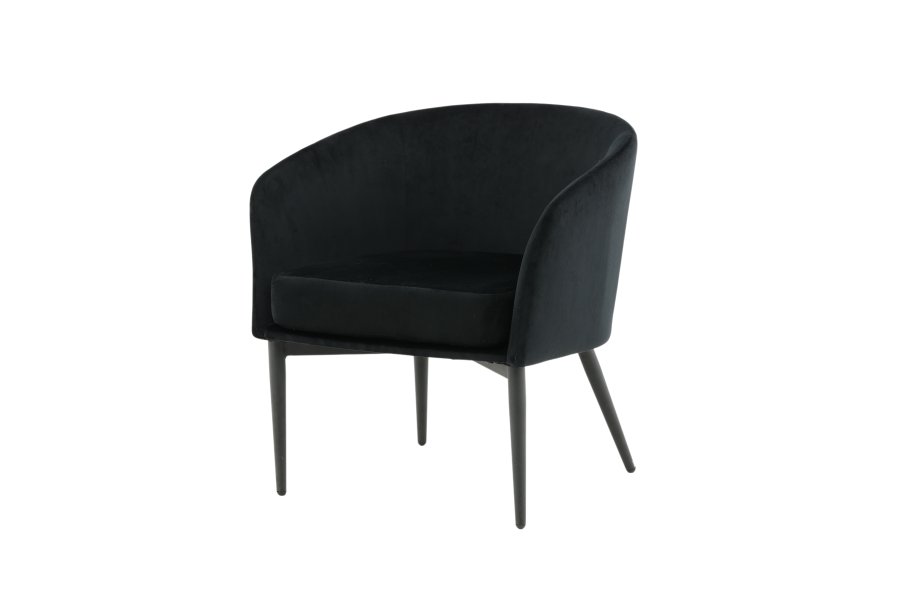 VENTURE DESIGN Fluffy lnestol - sort fljl og sort stl