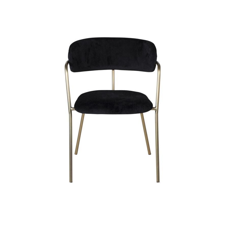 VENTURE DESIGN Arrow spisebordsstol, m. armln - sort velour og messing metal