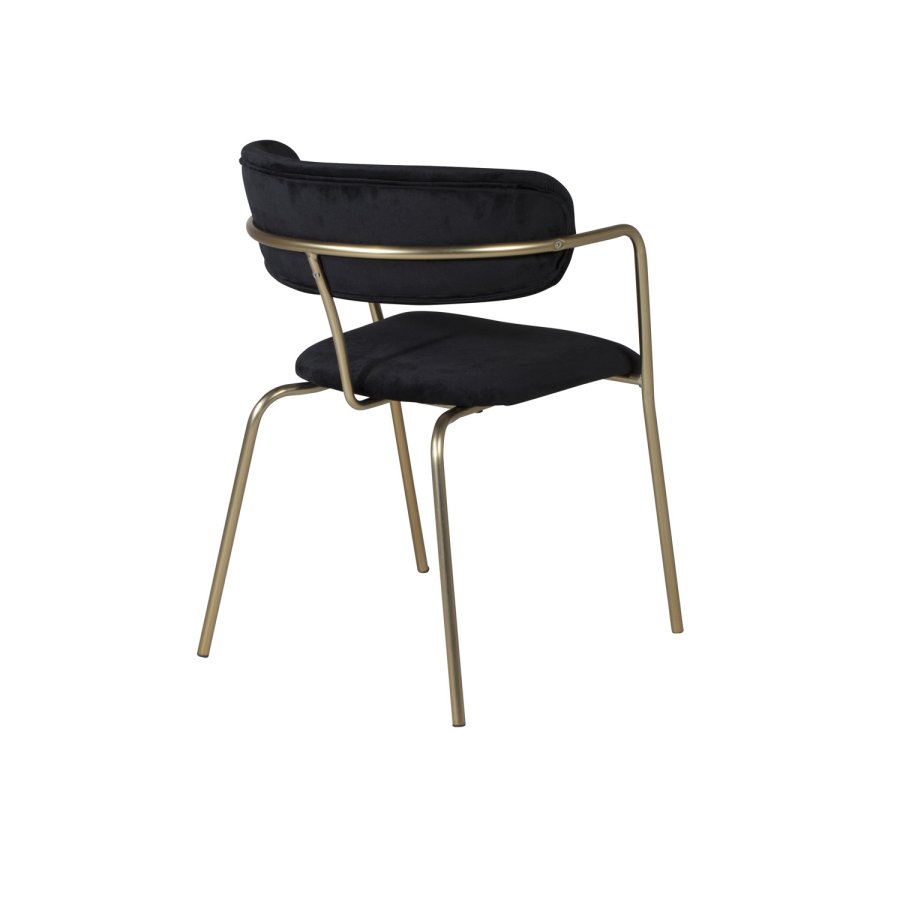 VENTURE DESIGN Arrow spisebordsstol, m. armln - sort velour og messing metal