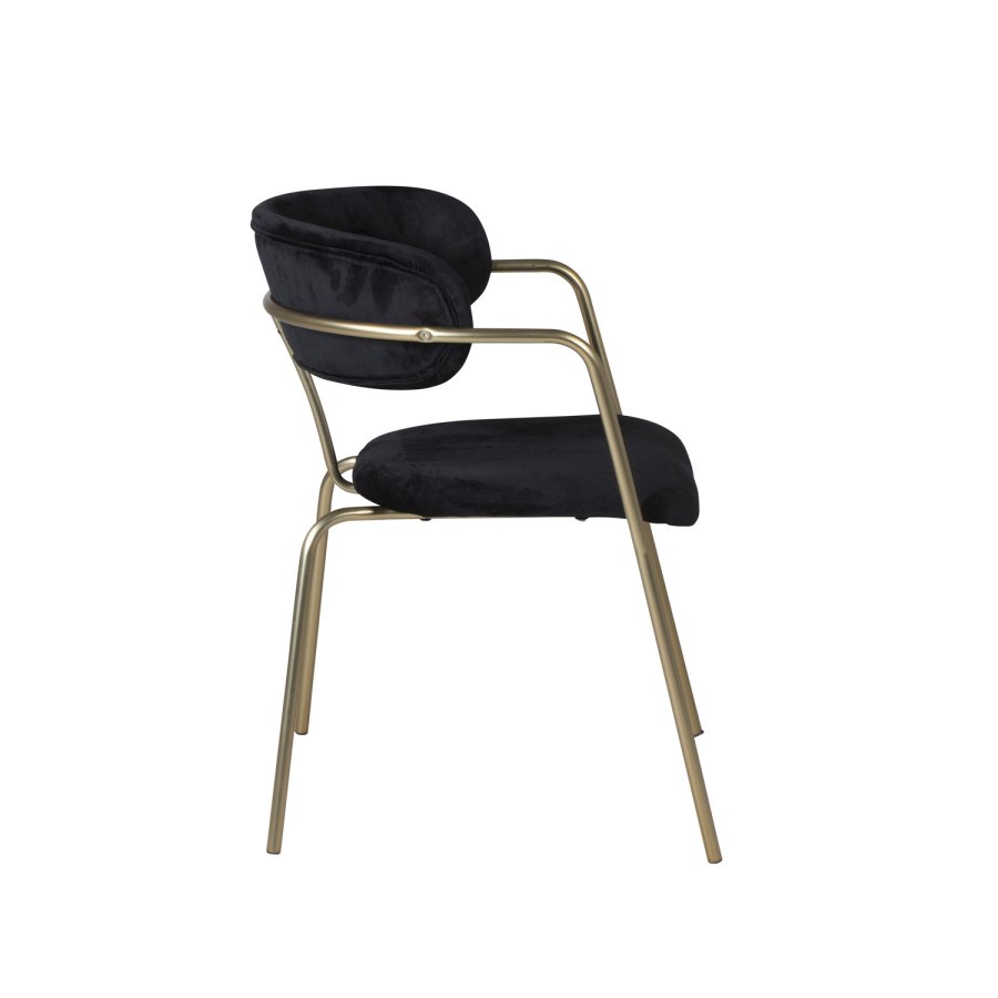 VENTURE DESIGN Arrow spisebordsstol, m. armln - sort velour og messing metal