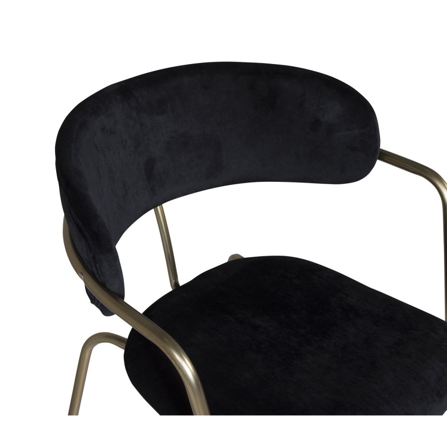 VENTURE DESIGN Arrow spisebordsstol, m. armln - sort velour og messing metal