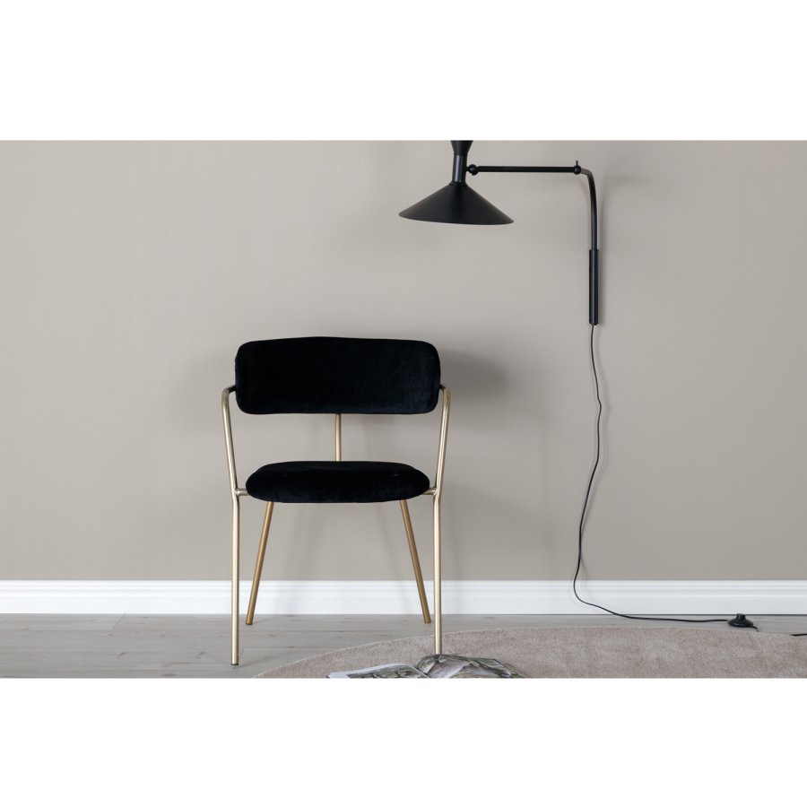 VENTURE DESIGN Arrow spisebordsstol, m. armln - sort velour og messing metal