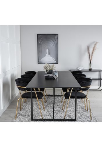 VENTURE DESIGN Arrow spisebordsstol, m. armln - sort velour og messing metal