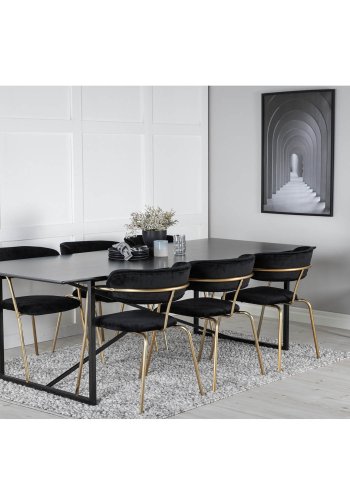 VENTURE DESIGN Arrow spisebordsstol, m. armln - sort velour og messing metal