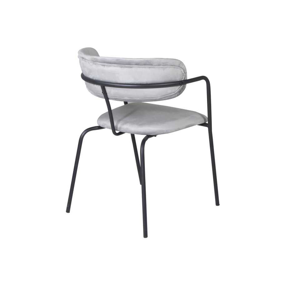 VENTURE DESIGN Arrow spisebordsstol, m. armln - gr velour og sort metal