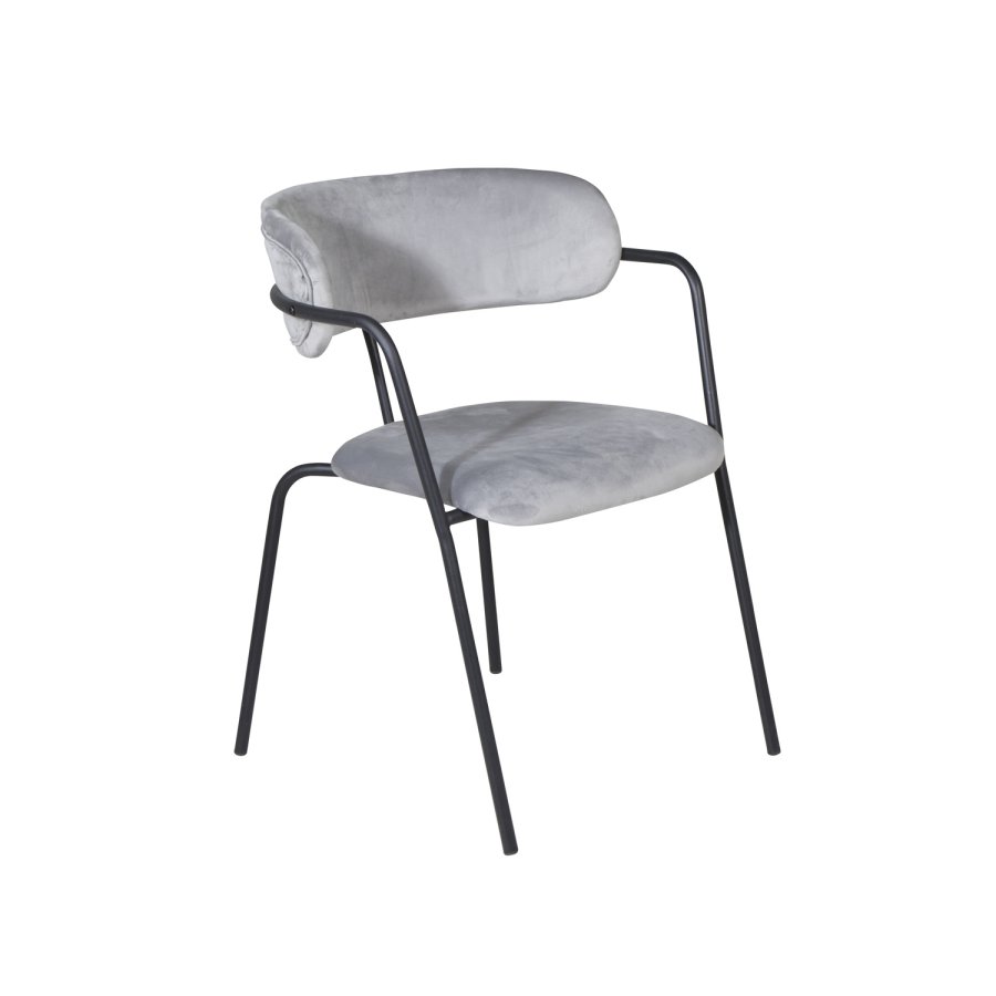 VENTURE DESIGN Arrow spisebordsstol, m. armln - gr velour og sort metal