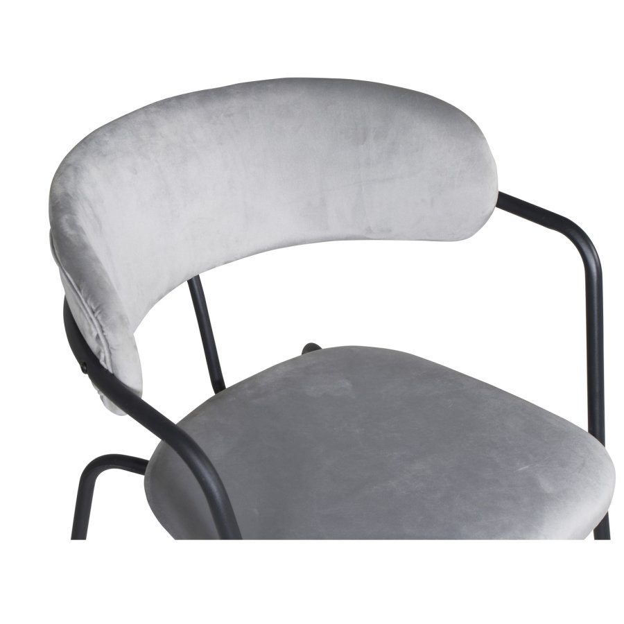 VENTURE DESIGN Arrow spisebordsstol, m. armln - gr velour og sort metal