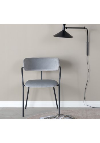 VENTURE DESIGN Arrow spisebordsstol, m. armln - gr velour og sort metal