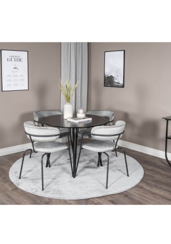 VENTURE DESIGN Arrow spisebordsstol, m. armln - gr velour og sort metal