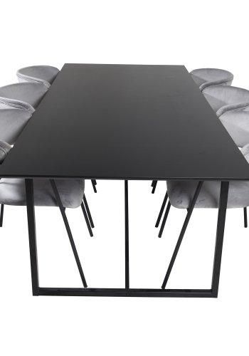 VENTURE DESIGN Arrow spisebordsstol, m. armln - gr velour og sort metal