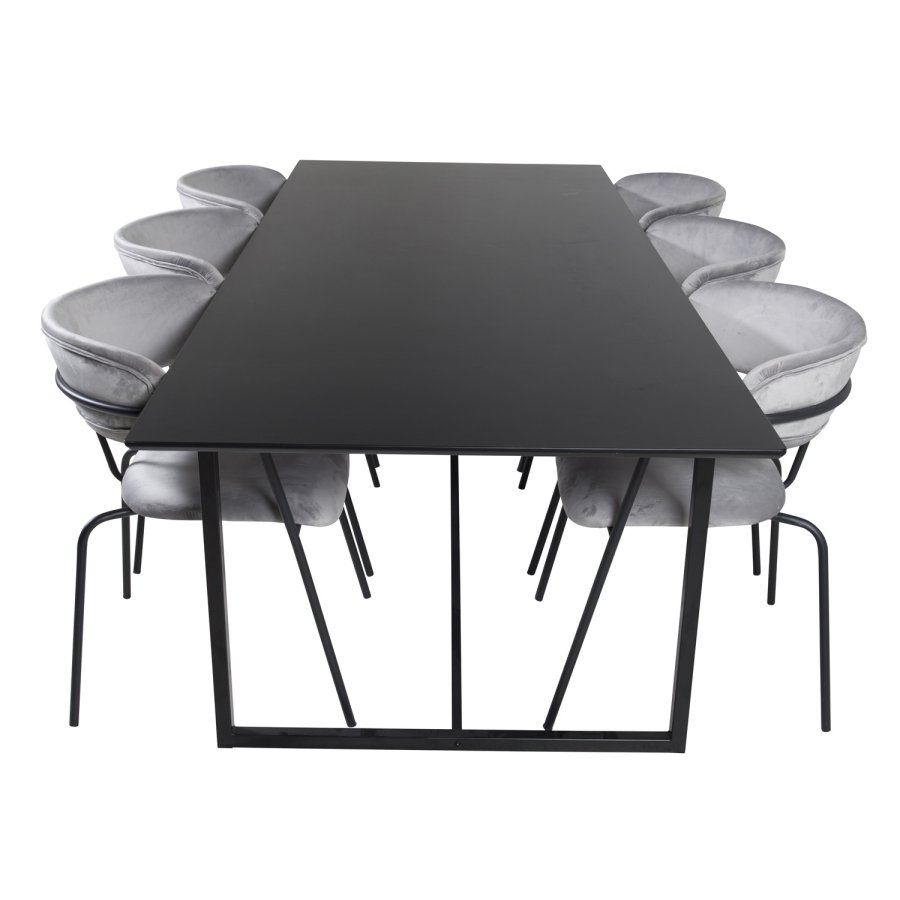 VENTURE DESIGN Arrow spisebordsstol, m. armln - gr velour og sort metal