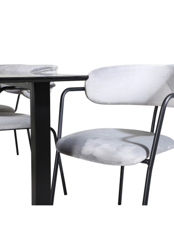 VENTURE DESIGN Arrow spisebordsstol, m. armln - gr velour og sort metal