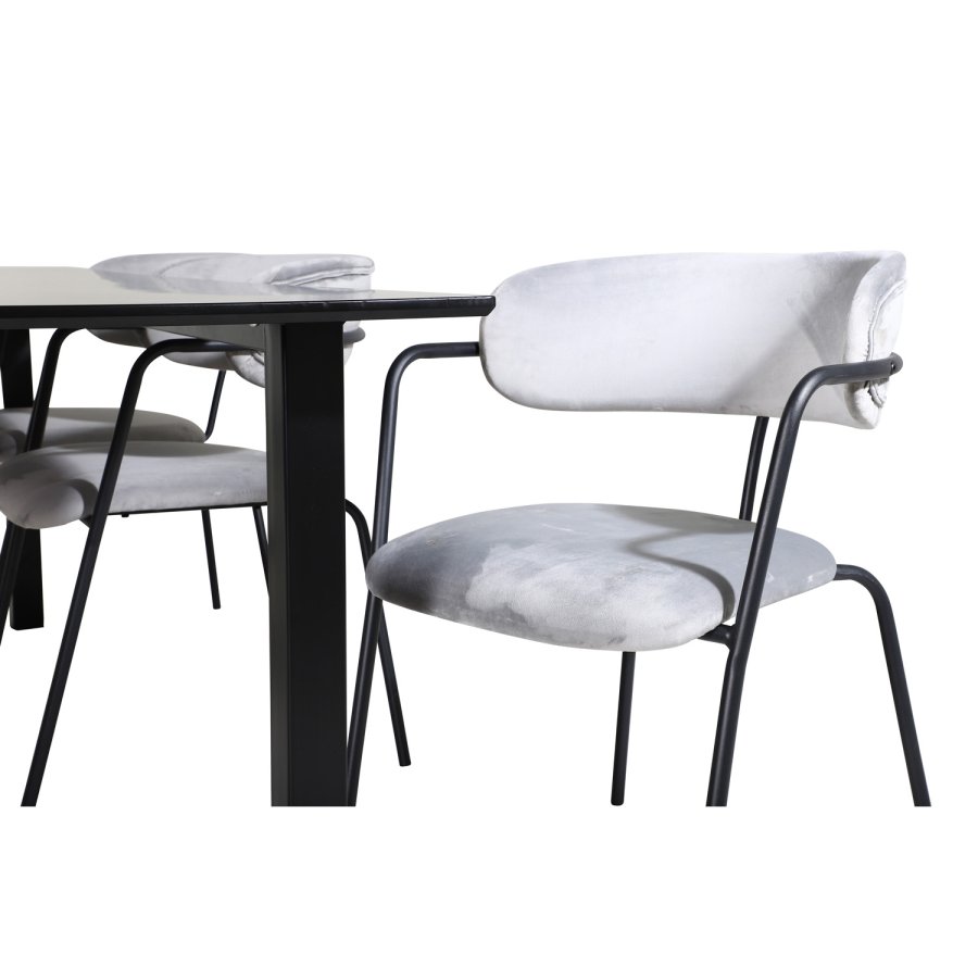 VENTURE DESIGN Arrow spisebordsstol, m. armln - gr velour og sort metal