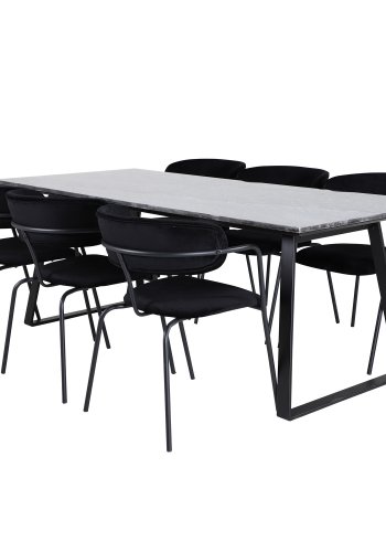 VENTURE DESIGN Arrow spisebordsstol, m. armln - sort velour og sort metal