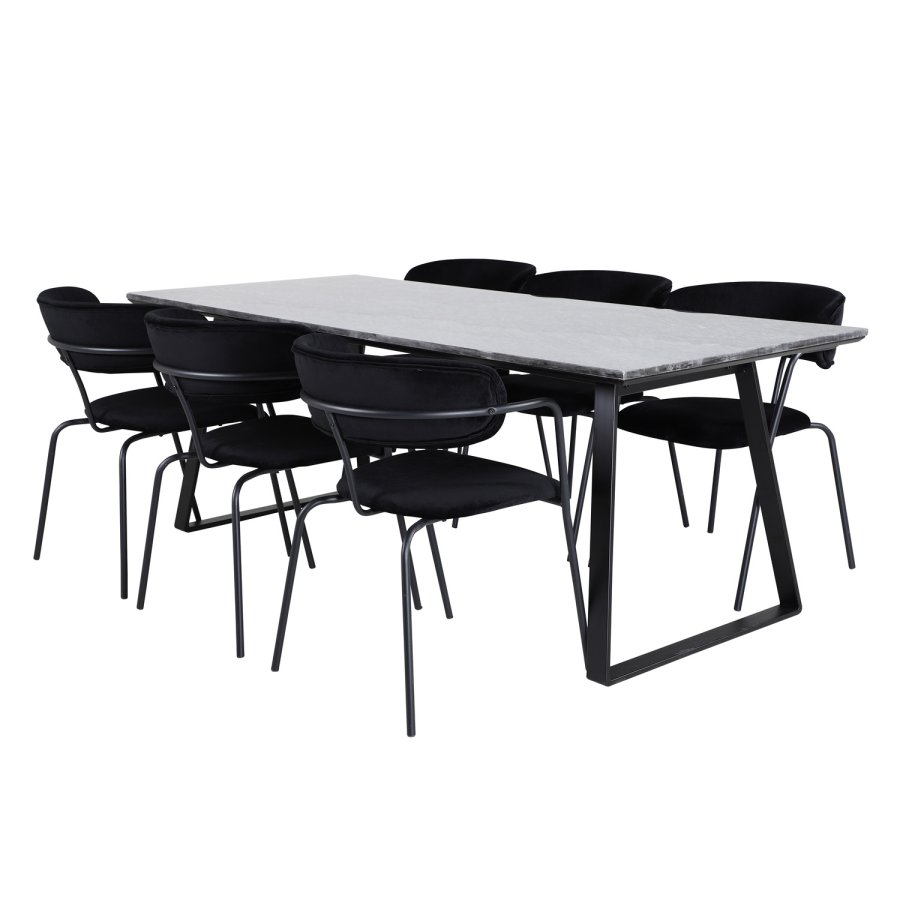 VENTURE DESIGN Arrow spisebordsstol, m. armln - sort velour og sort metal