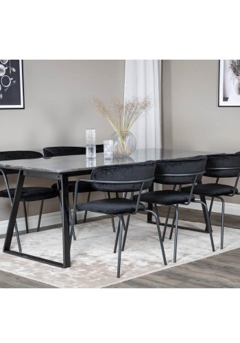 VENTURE DESIGN Arrow spisebordsstol, m. armln - sort velour og sort metal