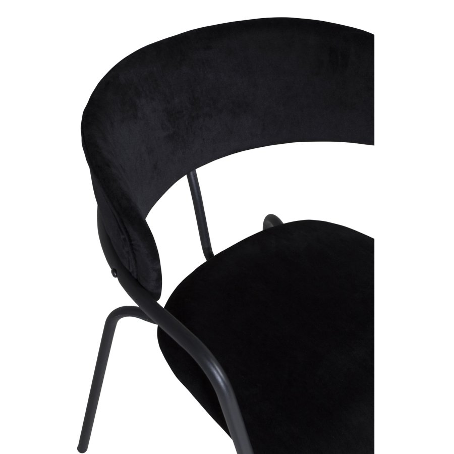 VENTURE DESIGN Arrow spisebordsstol, m. armln - sort velour og sort metal