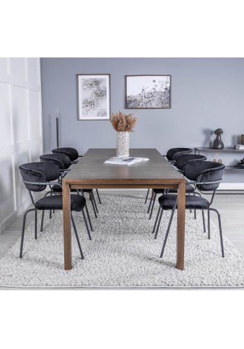 VENTURE DESIGN Arrow spisebordsstol, m. armln - sort velour og sort metal