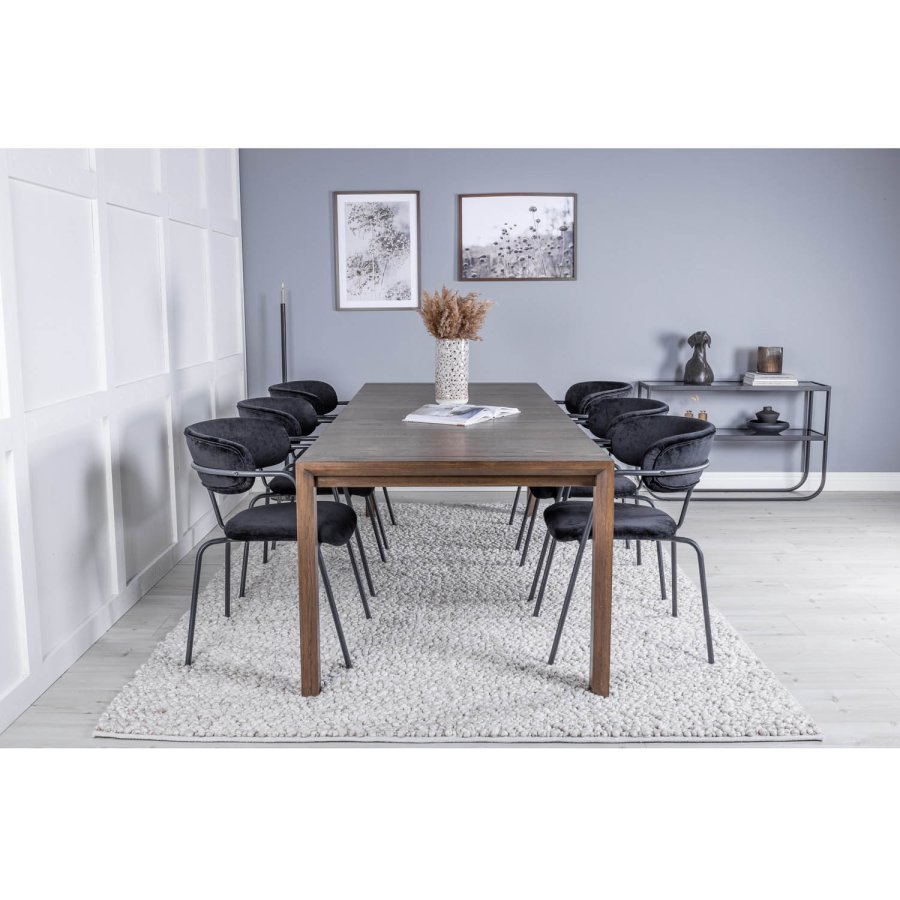 VENTURE DESIGN Arrow spisebordsstol, m. armln - sort velour og sort metal