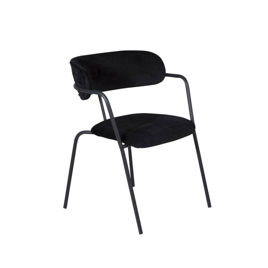 VENTURE DESIGN Arrow spisebordsstol, m. armln - sort velour og sort metal