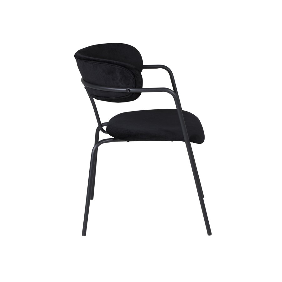 VENTURE DESIGN Arrow spisebordsstol, m. armln - sort velour og sort metal