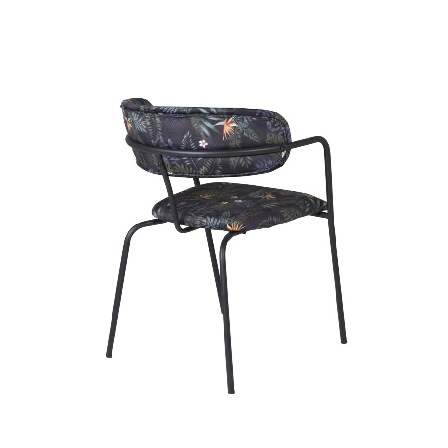 VENTURE DESIGN Arrow spisebordsstol, m. armln - multifarvet blomster polyester og sort metal