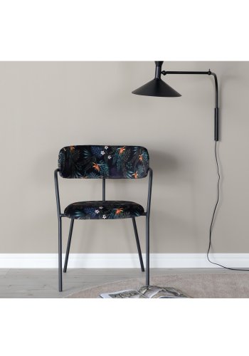 VENTURE DESIGN Arrow spisebordsstol, m. armln - multifarvet blomster polyester og sort metal